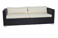 Cофа Lahti, 3-х местная, коричневая, с подушками, искусственный ротанг, алюминий, размер 212x88x80 с