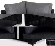 Cофа Lahti, угловая секция, черная, с подушками, искусственный ротанг, алюминий, размер 88x88x80 см