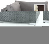 Cофа Lahti, угловая секция, коричневая, с подушками, искусственный ротанг, алюминий, размер 88x88x80