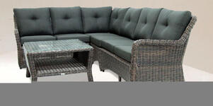 Плетеный диван Lila, правая угловая секция, коричневый искусстенный ротанг, алюминиевый каркас, разм