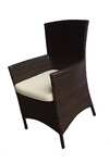 Кресло Lahti, обеденное, коричневое, с подушками, искусственный ротанг, алюминий, размер 60x62x93 см