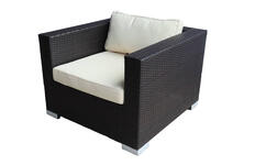 Кресло Lahti, лаунж, коричневое, с подушками, искусственный ротанг, алюминий, размер 86x88x80 см